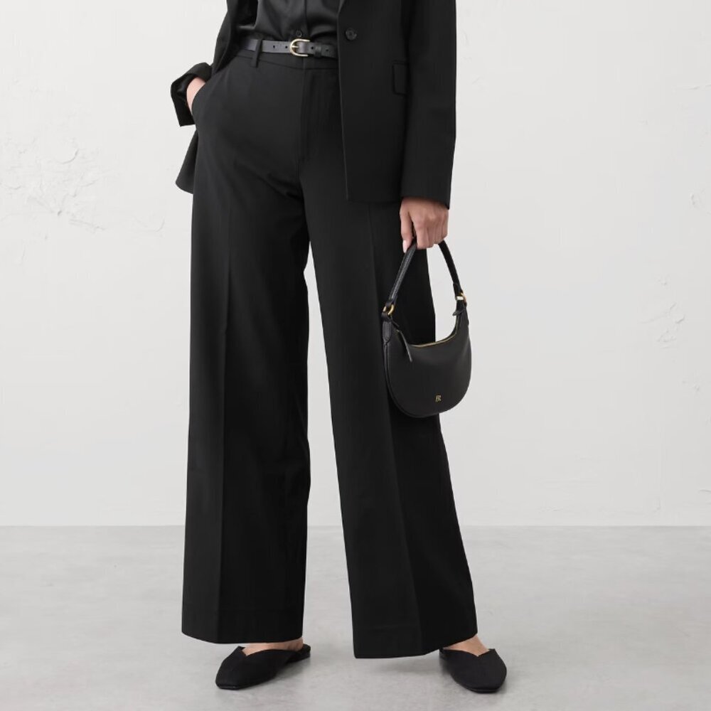 Banana Republic NWT Wide-Leg High-Rise Sculpted Stretch Trouser in Black, 4